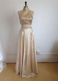 Gold Bridesmaid Gown For Prom Season, Fitted Two-piece Dress For Prom, Floor-length Satin Dress For Homecoming, Sequin Satin Gown For Prom Season, Sequin Satin Gown For Prom, Satin Sequin Gown For Prom Season, Gold Satin Dress With Fitted Bodice, Gold Satin Dress For Banquets, Gold Satin Dress For Banquet