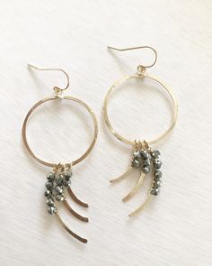 Faceted Pyrite 14k gold filled. Boho Earrings, Gold Filled, Etsy Earrings, Hoop Earrings, Ships, Drop Earrings, Gold