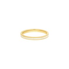 This versatile band is the perfect way to add a touch of gold to your stack! Crafted in 14k yellow gold with a white enamel band, this delicate ring is a nice addition to any stack. Available in 14k Yellow Gold White Enamel Benefits of Solid 14k Gold Jewelry Most loved for its durability and longevity Can be worn daily and requires less maintenance and care than plated, vermeil, or silver jewelry Sweat/water resistant so you can take your beloved pieces with you no matter the occasion Will not t Gold Rings Stackable, Diamond Fashion Rings, Enamel Ring, Sterling Silver Hoop Earrings, Womens Wedding Bands, Delicate Rings, Gold Enamel, Diamond Fashion, Gold Band