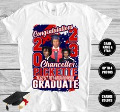 Proud Family Graduation Shirts 2023, High School College Senior Shirt, Graduation Shirt with Pictures, Custom Graduation Shirt, Senior 2023                                                                This shirt can be customized with any colors Contact us for group pricing! PLEASE READ THE ENTIRE DESCRIPTION BEFORE PURCHASING How to order. : 1. Email pictures to mastermindprintingla@gmail.com, you are allowed 1-5 pictures. When submitting the photos  please send high resolution pictures. Plea Graduation Shirts Black People, Graduation Shirt Ideas With Picture, Graduation Shirts Ideas, Graduation Tshirt Ideas For Family, Graduation Shirt Ideas For Family, Graduation Shirts With Pictures, High School Graduation Shirts, Family Graduation Shirts, Graduation Shirt Ideas