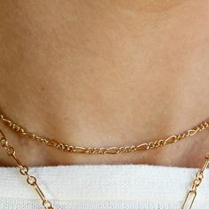 "14k gold filled Figaro chain necklace. This statement piece fits every occasions and outfits. This listing for only Figaro chain necklace, short and long chain with zodiac pendant necklace is available from this link; https://www.etsy.com/listing/764024442/zodiac-necklace-astrology-jewelry?ref=shop_home_active_5 You can choose your necklace length from drop down menu. --------------------- HOW TO FIND OUT YOUR NECK SIZE ! Measure around your neck. Choose a place where you would you wear your ne Delicate Gold Chain Necklace With Figaro Chain, Delicate Gold Figaro Chain Necklace, Gift Charm Necklaces With Figaro Chain Link, Gift Charm Necklace With Figaro Chain, Dainty Gold Figaro Chain Necklace, Gold Charm Necklaces With Figaro Chain Links, Delicate Gold Plated Figaro Chain Necklace, Delicate Gold-plated Figaro Chain Necklace, 14k Gold-filled Figaro Chain Necklace