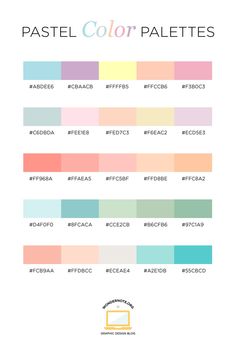 the pastel color palettes are all different colors