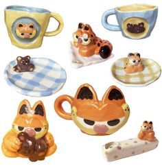 small ceramic animal figurines in various shapes and sizes, including coffee mugs