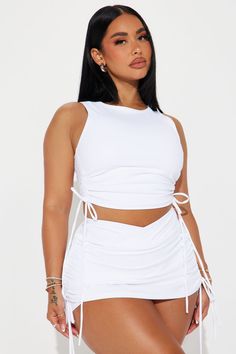 Crunch Time Active Top - White | Fashion Nova, Nova Sport | Fashion Nova Glam Closet, Stephanie Rao, Beef Empanadas, Nova Fashion, Female Outfits, Performance Outfits, Drawstring Detail, Beautiful Snakes, Bull Head