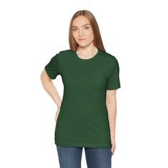 Superior Quality: Our top-selling women's t-shirts are made for comfort and a unique style, ensuring you look and feel your best. Exceptional Fabric: Enjoy the softness of 100% Airlume combed and ringspun cotton (4.2 oz.). Heather colors are crafted from a cotton and poly blend, delivering both comfort and durability. Style Your Way: Our versatile t-shirts are ready for your personal touch. Wear them tied, rolled, oversized, or straight to match your unique style. Seasonal Versatility: Ideal for summer yet perfect for layering in cooler months, our t-shirts offer year-round versatility. Dress up or down to suit any occasion. Unisex Fit: Designed for everyone, our t-shirts offer a true-to-size chart for a flattering fit. Pre-shrunk, with fitted sleeves and side seams, they’re perfect for a Casual Green T-shirt For Everyday, Basic Green Everyday T-shirt, Basic Green Cotton T-shirt, Casual Green Plain T-shirt, Relaxed Fit Plain Green T-shirt, Basic Green Short Sleeve T-shirt, Basic Green Short Sleeve Top, Green Plain Short Sleeve T-shirt, Green Relaxed Fit T-shirt