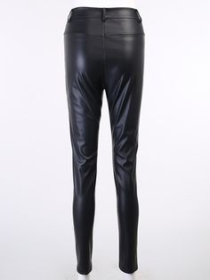 These Malaya Pants are made of quality vegan leather and feature a high-waisted skinny design and slits at the cuff. Pair them with a classic bodysuit and high heels for a night out! Sleek Faux Leather Pants, Sleek Leather Leggings For Night Out, Sleek Faux Leather Pants For Date Night, High Waist Polyurethane Leggings For Work, Sleek High Waist Leggings, Sleek Tight Faux Leather Pants, Trendy Tight Faux Leather Pants, High Waist Faux Leather Leggings, Trendy High Stretch Solid Leather Pants