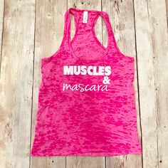 Muscles & Mascara Workout Burnout Tank Brand New, Made To Order Color: Hot Pink Size: Medium (Junior Sizing, Runs 1/2 Size Smaller Than Women Sizing) Message Me If You Would Like It On A Different Color Or Size Tank. I Have Black, Purple, Gray, Neon Green And Beach Blue In Size S, M, L & Xl. Pink Cotton Workout Top, Pink Cotton Top For Workout, Pink Graphic Print Gym Tops, Pink Graphic Print Racerback Top, Pink Graphic Print Tops For The Gym, Fitted Pink Racerback Top, Pink Fitted Racerback Top, Pink Racerback Gym Top, Pink Racerback Top For Gym