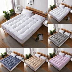 four pictures of the same mattress in different positions