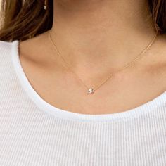 Tiny Diamond Necklace, Minimalist Necklace Gold, Gold Necklace Simple, Solitaire Necklace, Gold Bar Necklace, Dainty Gold Necklace, Classic Necklace, Cz Necklace, Solitaire Necklaces