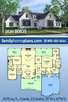 the floor plan for this house is very large and has 3 beds, 2 bathrooms