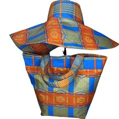 African Print Oversized Hat And Bag, Floppy Hat And Bag, Kente Hat And Bag, Ankara Hat And Bag, Ankara Wide Brim, Summer Hat And Bag, Sun Hat And Bag, Beach Hat And Bag Packable Wide Brim Bucket Hat For Travel, Blue Bucket Hat For Travel, Reversible Blue Shoulder Bag For Beach, Reversible Blue Shoulder Bag For The Beach, Adjustable Bags For Beach, Multicolor Summer Bucket Bag For Travel, Adjustable Brown Shoulder Bag For Beach, Summer Beach Bucket Sun Hat, Beach Bucket Sun Hat