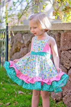 LLK Sintra Dress PDF Sewing Pattern, #llkpatterns #llksintra #pdfpattern Patchwork Dresses, Lizard King, Matching Sisters, Simple Skirt, Skirt Ruffle, American Girl Doll Patterns, Woven Fabrics, Patchwork Dress, Dresses Kids Girl