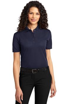 Port Authority ® Ladies Dry Zone ® Ottoman Polo. L525 - NAVY - 3XL | Port Authority Women's Dry Zone Ottoman Polo Shirt in Navy Blue Size 3XL | Polyester Polo Shirt Outfit, Blue Polo Shirt, Uniform Shirts, Port Authority, Polo Blue, Blue Polo, Pique Polo Shirt, Polo Shirt Women, Short Sleeve Polo