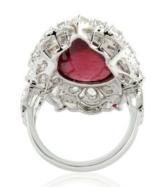 For Sale on 1stDibs - This stunning statement ring has been crafted from 14-karat gold. It is set in 13.65 carats Rubelite and 2.14 carats glimmering diamonds. The ring is a Luxury Gia Certified Ruby Ring, Luxury Platinum Ruby Ring, Luxury Gia Certified White Gold Ruby Ring, Luxury Ruby Gemstone Ring In Platinum, Luxury Diamond Ruby Ring, Luxury Ruby Ring With Diamonds, Luxury Gia Certified Pear-shaped Rings, Luxury Pear-shaped Gia Certified Rings, Luxury Brilliant Cut Ruby Ring