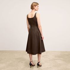 M.M.LaFleur - Jess Dress - Stretch Chino, Size: 18 Chic A-line Midi Dress With Flattering Cut, Knee-length Fit And Flare Midi Dress, Summer A-line Midi Dress With Flattering Cut, Flattering A-line Midi Dress, Summer Formal H-line Midi Dress, Summer Evening H-line Midi Dress, Classic Fit And Flare A-line Midi Dress, Fitted A-line Midi Dress With French Seams, A-line Midi Dress With French Seams For Formal Occasions