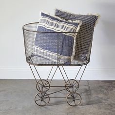 Vintage Rolling Laundry Basket - D&J Farmhouse Collections Rolling Laundry Cart, Metal Laundry Basket, Wire Laundry Basket, Laundry Basket On Wheels, Display Towels, Rolling Laundry Basket, Laundry Cart, Vintage Laundry, Laundry Day