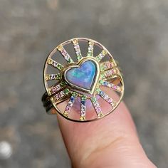 Nesting Ring Multicolor Multi-stone Opal Ring, Fine Jewelry Multicolor Multi-stone Opal Ring, Multicolor Opal Round Ring, Multicolor Opal Multi-stone Rings, Multicolor Opal Gemstone Ring, Nesting Ring, Melissa Joy Manning, Rainbow Jewelry, Thread Earrings