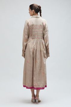 Buy Beige Handwoven Jamdani Muslin Carolina Embroidered Gathered Dress With Inner For Women by Ibai Online at Aza Fashions. Folk Style Chikankari Embroidery Dress For Eid, Raw Silk Dress With Multicolor Resham Embroidery, Beige Raw Silk Dress With Resham Embroidery, Beige Raw Silk Dress For Eid, Beige Dresses With Resham Embroidery In Traditional Drape, Bohemian Cotton Silk Dress With Traditional Drape, Bohemian Chanderi Dress For Transitional Season, Cotton Silk Dresses With Intricate Embroidery In Traditional Drape, Chanderi Handloom Wedding Dress