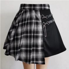 Harajuku Skirt, Red Pleated Skirt, Goth Skirt, Look Grunge, Plaid Pleated Mini Skirt, Womens Pleated Skirt, White Pleated Skirt, Streetwear Mode, Plaid Pleated Skirt