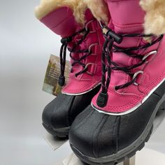 Brand New Waterproof Bear Paw Girl Winter Snow Warm Boots Youth Winter Outdoor Waterproof Closed Toe Boots, Cute Outdoor Boots With Round Toe, Cute Non-slip Winter Boots, Scratch-resistant Winter Boots For Outdoor Activities, Casual Pink Rain Boots For Winter, Pink Waterproof Rain Boots With Round Toe, Pink Rain Boots For Winter Outdoor Use, Pink Rain Boots For Winter Outdoor Activities, Cute Waterproof Boots With Round Toe