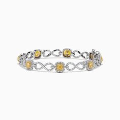 Effy Canare 14K Two Tone Gold Yellow and White Diamond Bracelet Lovely Jewellery, Yellow Diamond, White Stone, Tennis Bracelet, Gold Yellow, White Diamond, Diamond Bracelet, Round Diamonds, Gold Metal