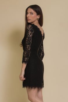 Brand: Fate Fitted lace mini dress with scalloped edges and exposed back zipper. ♡ Details Color: Black V back with exposed zipper Lined Body 3/4 length sleeves 55% Cotton, 45% Nylon | Lining 100% Polyester Hand wash or dry clean Sizing Model Info: Height 5'3"| Bust 32"| Waist 25"| Hips 34" Model is wearing a size medium Measurements: S: Bust = 27" | Hip = 28" | Length = 31" M: Bust = 29.5" | Hip = 30.5" | Length = 32" L: Bust = 32" | Hip = 33" | Length = 33.5" Fit: Body conscious Stretch: Some Body Conscious, Exposed Zipper, Fit Body, Scalloped Edges, Delicate Details, Lace Mini Dress, Scalloped Edge, Casual Fits, Oversized Fits