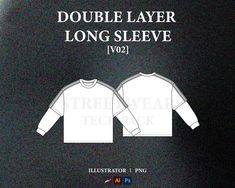 Streetwear Double Layer Long sleeve T-Shirt vector mockups with front and back views, easy to edit and customize. This model allows designers to easily present their own designs, patterns, or logos on the T-Shirt, creating a professional and realistic presentation. Vector formats can be scaled and edited without losing quality. Whether used for fashion design, showcasing products, or creating marketing materials, this vector model serves as a versatile tool for designers to bring their ideas to Mockups Clothing, Tech Pack Fashion, Layered Long Sleeve T Shirt, T Shirt Vector, Drawing Illustrator, Streetwear T Shirt, Shirt Streetwear, Layered Long Sleeve, Tech Pack