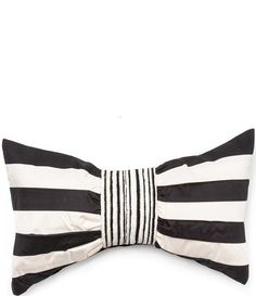 a black and white striped bow tie on a white background