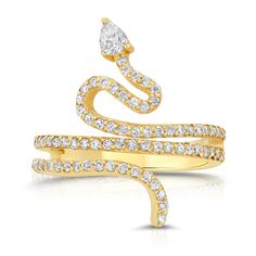 18k solid gold snake Diamonds ring Uber chic, modern and timeless, wear it by itself or stacked, a true fine jewelry statement ring. CONSCIENTIOUSLY MADE IN LA Diamonds size : 1.20 mn Diamond pear shape : 4 mn * 3mn Diamonds Carat Weight : 0.85 Total Weight: Size 7 is approx. 5.5 grams 1.8 mm Band Ships in 5-8 business days Comes gift ready in a beautiful, custom jewelry box. Ready to Ship in 10 days Luxury Snake-shaped Diamond Ring, Luxury 14k Gold Snake-shaped Ring, Formal Diamond Snake-shaped Ring, Elegant Snake-shaped Diamond Ring, Luxury Snake-shaped Wedding Ring, Gold Snake Ring With Brilliant Cut, Fine Jewelry Diamond Ring With Snake Shape, Yellow Gold Diamond Ring In Snake Shape, Diamond Snake Ring Fine Jewelry