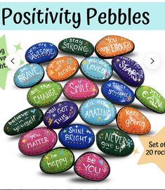 colorful painted rocks with words on them