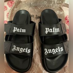 Brand New Palm Angels Sandal Black White Size 39 Palm Angels Shoes, Palm Angels, Black Sandals, Women's Shoes Sandals, Shoes Sandals, Black White, Angel, Women Shoes, Sandals