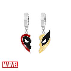 pair of earrings featuring the logo for the avengers team