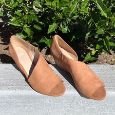 Fabulously Stylish And Comfortable Eileen Fisher "Fig" Shoes In A Beautiful Cognac Tumbled Nubuck Suede With Open Side And Peep Toes. Block Heel Measures Approximately 2 1/2 Inches And Provides Comfort And Stability. Condition: New In Box. Spring Wide Fit Sandals With Round Toe, Spring Wide Width Round Toe Sandals, Wide Width Round Toe Heels For Spring, Spring Wide Width Round Toe Heels, Suede Round Toe Heels For Spring, Spring Suede Heels With Round Toe, Suede Heels With Cushioned Footbed And Wedge Heel, Suede Sandals With Medium Width And Almond Toe, Fall Suede Sandals With Round Toe