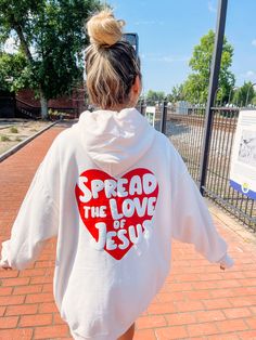 Spread Love Unisex Hoodie — Child of God Co. Jesus Clothes, Christian Hoodies, Puff Print, Child Of God, Christian Sweatshirt, Cute Preppy Outfits, Cute Sweatshirts, Cute Everyday Outfits, Really Cute Outfits