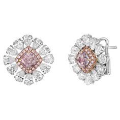 Emilio Jewelry, Pink Diamond Earrings, Pink Diamonds, Flower Stud Earrings, Flower Stud, Diamond Flower, Fancy Color Diamonds, Flower Earrings Studs, Flower Studs