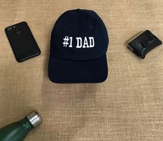 # 1 DAD Baseball Hat - Fathers Day Cool Dad Hats, Custom Baseball Hats, First Time Dad Gifts, First Time Dad, Baseball Gifts, Embroidered Baseball Caps, Hat Baseball, Cool Hats, Custom Hats