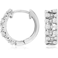 Royal 14K White Gold Diamond Hoops - 0.56 Carat Total Diamond Weight Timeless Fine Jewelry Diamond Earrings For Formal Occasions, Formal Fine Jewelry Diamond Earrings With Timeless Design, Elegant Timeless Diamond Earrings For Anniversary, Formal Timeless Diamond Earrings, Luxury Round Huggie Earrings For Formal Occasions, Luxury Diamond Earrings With Timeless Design For Anniversary, Wedding Hoop Earrings In Diamond White Platinum, Diamond White Platinum Hoop Earrings For Wedding, Formal Diamond White Hoop Earrings With Halo Design