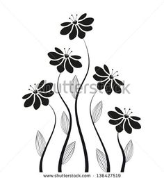 black and white flowers on a white background