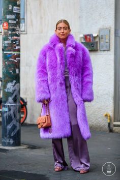 Hey, fashionistas! Elodie's Purple Faux Fur Long Coat is here to make winter your runway. Wrap yourself in luxury and warmth. Whether it's a snowy day or a chic night out, this coat's got your back. Ready to turn heads? Click 'Buy Now' and slay the season! Neon Fur Coat, Bright Purple Outfit, Vests For Women Fall Outfits, Purple Faux Fur Coat, Colorful Fur Coat, Purple Fur Coat, Colorful Faux Fur Coat, Faux Fur Coats Outfit, Faux Fur Long Coat