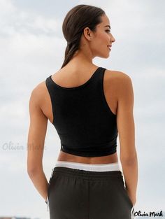 Olivia Mark - Body-hugging Base Layer Tank Top Athletic Gym Shirt Hugging Base, Layered Tank Top, Gym Shirt, Layering Tanks, Gym Shirts, Sleeveless Crop Top, Active Wear Outfits, Mandarin Collar, Base Layer