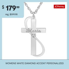 Included: 1 Chain(s), 1 Pendant(s)Features: PersonalizedDiamond Clarity: I1Jewelry Closure: Spring Ring ClaspLink Construction: SolidSetting: ProngShape: CrossStone Cut: RoundDiamond Color: H-IMetal Color: WhiteChain Length: 18 InchChain Width: 1.25 MillimetersPendant Length: 28mmPendant Width: 16mmRounded Carat Weight: Less Than 1/10 Ct.t.wChain Construction: RopeCare: Wipe CleanStone Type: 1 Genuine DiamondBirthstone: April BirthstoneMetal: Sterling SilverNecklace Type: Pendant NecklacesAssem… Gold Cross Pendant, Gold Cross, Cross Pendant Necklace, Type 1, Spring Rings, White Diamond, Cross Pendant, Pendant Necklace, Chain