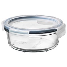 a glass container with a clear lid