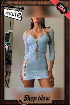 Mesh Patchwork Cut Out Halter Bodycon Dresses Halter Bodycon Dress, Bodycon Dresses, 1 Million, Fashion Beauty, Cut Out, Bodycon Dress, Shop Now, Mesh, Dresses