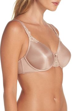 Scalloped embroidery adds a romantic touch to a molded, French-designed minimizer bra that offers everyday comfort and smooth support. 75% polyamide, 25% elastane Hand wash, dry flat Imported Classic Underwire Bra With Soft Touch, Elegant Full Cup Bra With Soft Touch, Elegant Full Cup Soft Touch Bra, Elegant Beige Seamless Nursing Bra, Elegant Padded Full Cup Nursing Bra, Elegant Full Coverage Padded Bra, Elegant Full Coverage Soft Touch Bra, Elegant Full Coverage Seamless Bra, Elegant Soft Touch Bra