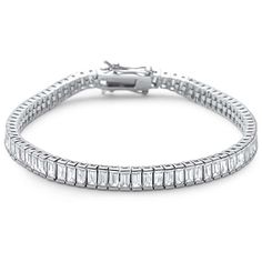 Item Specifications: Bracelet Length: 7".Metal Type: Sterling Silver. Metal Stamp or Hallmark: .925 Gift box included. Excellent Gift. Highest quality guaranteed, if not your money back. Baguette Bracelet, Bracelet Colors, Silver Tennis Bracelet, Half Bezel, Bracelet Elegant, Diamond Baguette, Bracelet Diamond, Trendy Fashion Jewelry, Sterling Bracelets