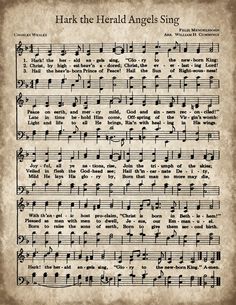 an old sheet music page with the words hark the herald angels sing