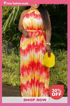 knowfashionstyle Ombre Print Backless Sleeveless Strap Design With Belt Straight Vacation Plus Size Pleated Halter Maxi Dresses Vacation Plus Size, Maxi Dresses Online, Ombre Print, Maxi Dress Online, Halter Maxi, Halter Maxi Dresses, Strap Design, Wholesale Fashion, Maxi Dresses