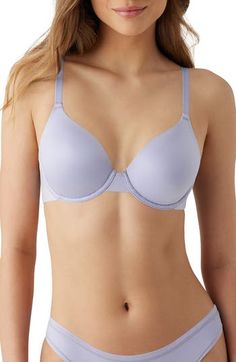 Exceptional support paired with unbelievable comfort makes this T-shirt bra an obvious choice for everyday wear. J-hook converts bra from classic style to racerback 77% nylon, 23% spandex Hand wash, line dry Imported T-shirt Bra, Wacoal Bras, Future Foundation, Purple Lace Bra, Racer Back Bra, Bra Sets, Comfortable Bras, Shirt Bra, Balconette Bra