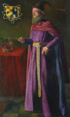 a painting of a man with a long purple robe