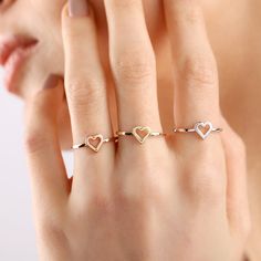 14K 18K Solid Gold Heart Ring, Dainty Rose Gold Heart Ring, Minimal Heart Ring Gift For Girl Friend Bridesmaid Gift , Gift for Women * It's dainty and can be worn every day * A special piece you'll treasure * High quality materials and attention to deta D E T A I L S * 100% 14K(585) or 18K(750) Real Gold (no gold-filled or no gold plated material) * Heart Shape Height: 6.75 mm * It will come with premium gift wrapped and gift box Custom order requests are welcome. Because of the nature of these Rose Gold Heart Ring, Bff Rings, Custom Bar Necklace, Lightning Bolt Necklace, Open Heart Ring, Sideways Initial Necklace, Ring Minimal, Dainty Rose, Gold Heart Ring